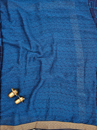 Chiffon with Zari Border Saree - Navy Blue
