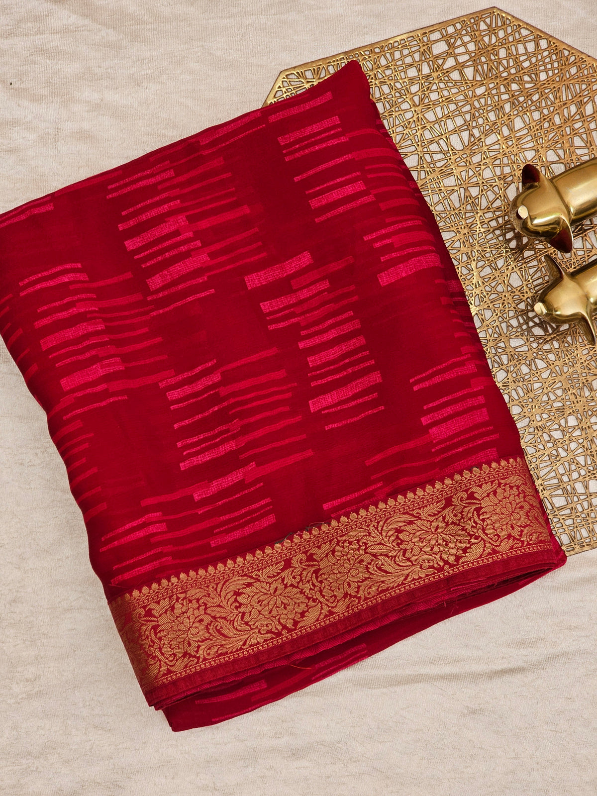 Chiffon with Zari Border Saree - Pink