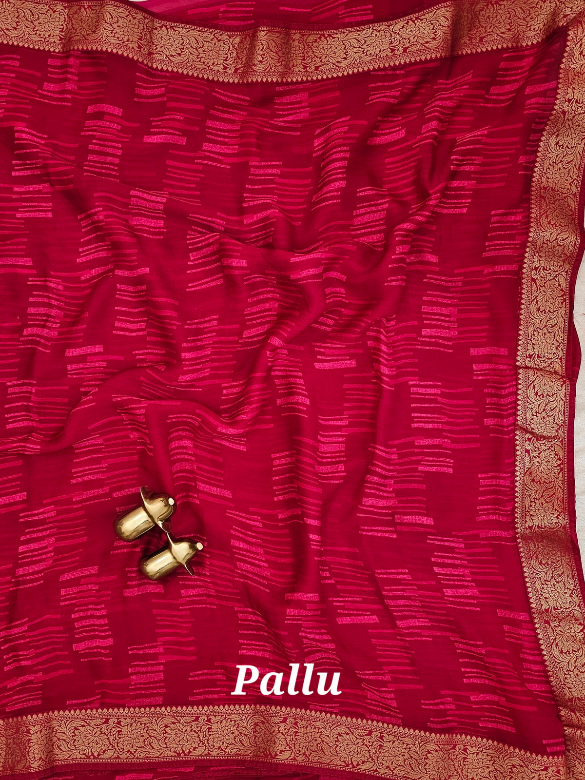 Chiffon with Zari Border Saree - Pink