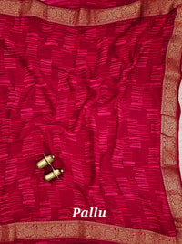 Chiffon with Zari Border Saree - Pink