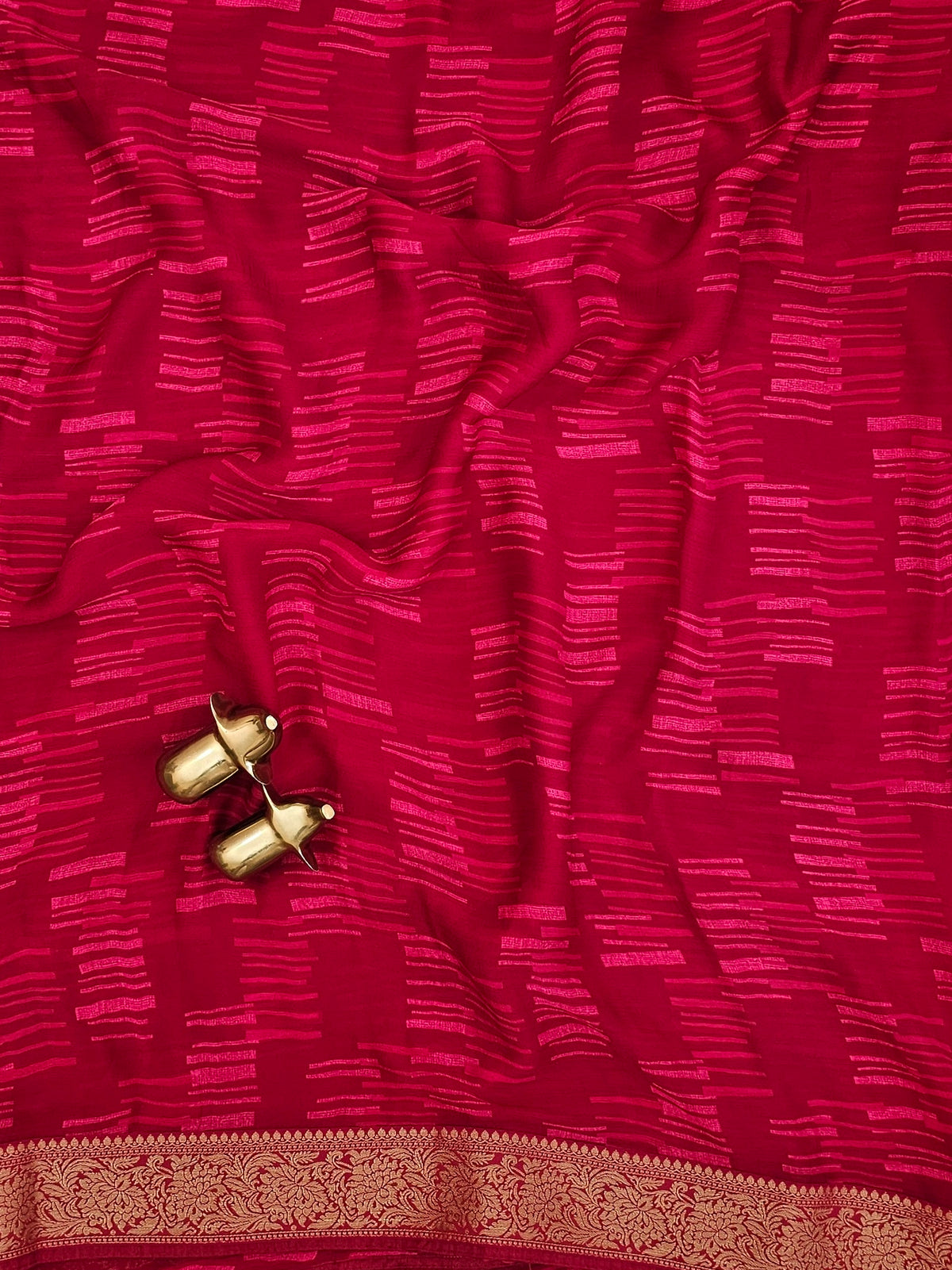 Chiffon with Zari Border Saree - Pink