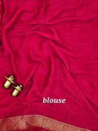 Chiffon with Zari Border Saree - Pink