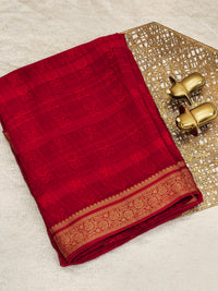 Chiffon with Zari Border Saree - Red