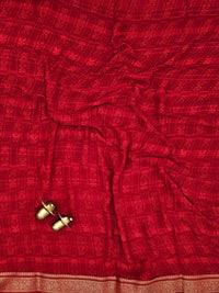 Chiffon with Zari Border Saree - Red