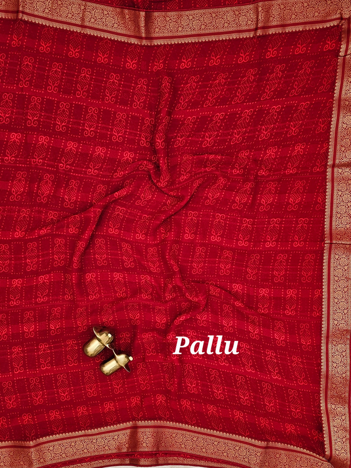 Chiffon with Zari Border Saree - Red