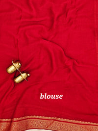 Chiffon with Zari Border Saree - Red