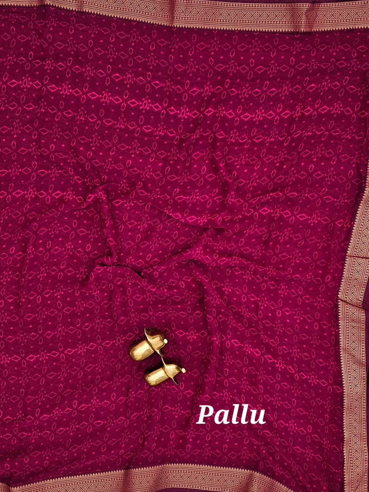Chiffon with Zari Border Saree - Magenta Pink