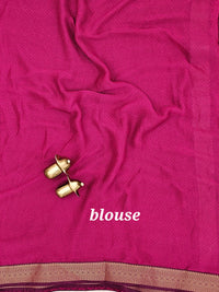 Chiffon with Zari Border Saree - Magenta Pink