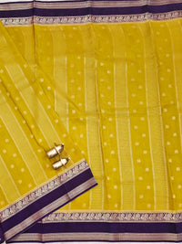 Mustard with Purple Premium Semi Mysore Crepe Silk Saree