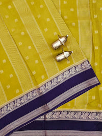 Mustard with Purple Premium Semi Mysore Crepe Silk Saree