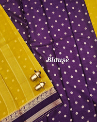 Mustard with Purple Premium Semi Mysore Crepe Silk Saree