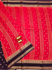 Red with Purple Premium Semi Mysore Crepe Silk Saree