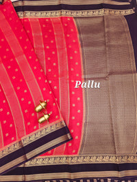 Red with Purple Premium Semi Mysore Crepe Silk Saree
