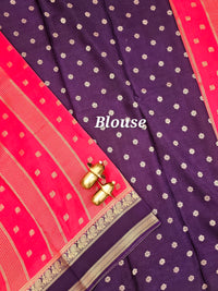 Red with Purple Premium Semi Mysore Crepe Silk Saree