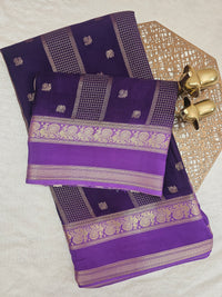 Purple with Lavender Premium Semi Mysore Crepe Silk Saree