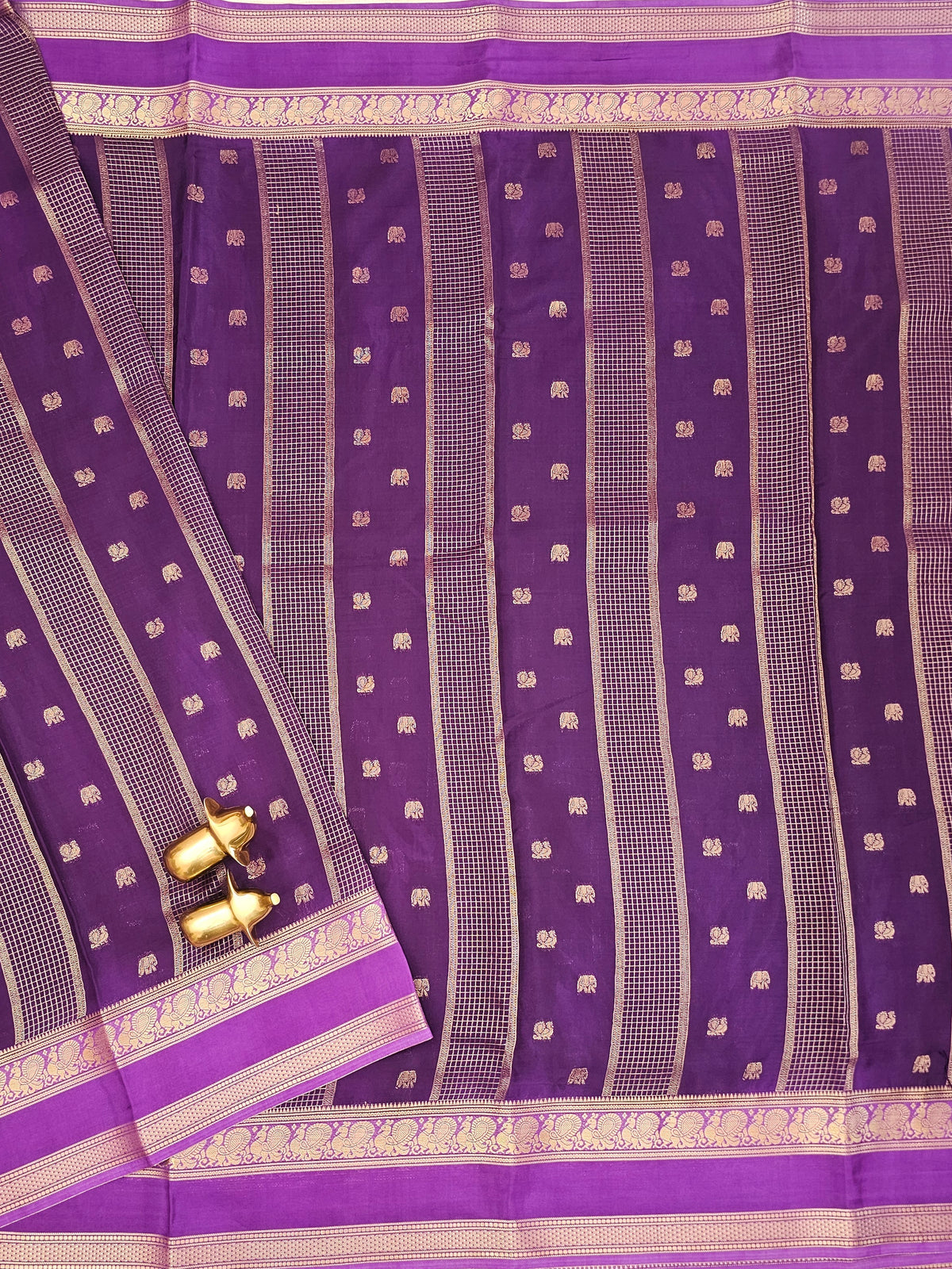 Purple with Lavender Premium Semi Mysore Crepe Silk Saree