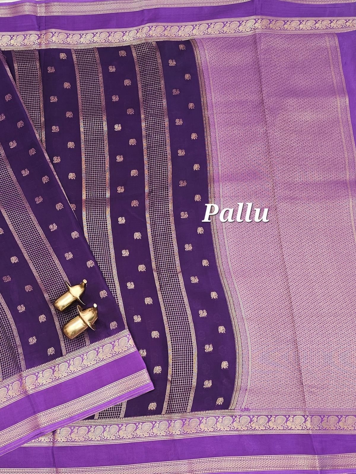 Purple with Lavender Premium Semi Mysore Crepe Silk Saree