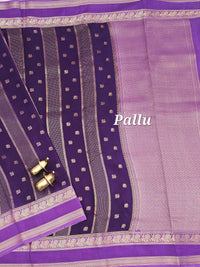 Purple with Lavender Premium Semi Mysore Crepe Silk Saree
