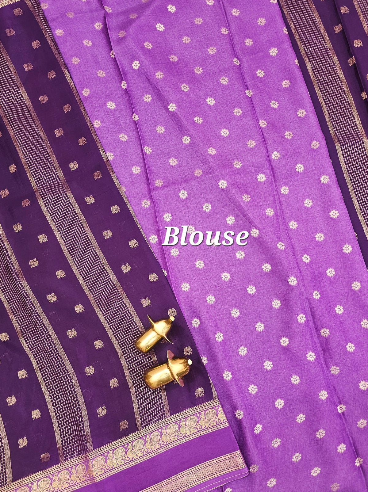 Purple with Lavender Premium Semi Mysore Crepe Silk Saree