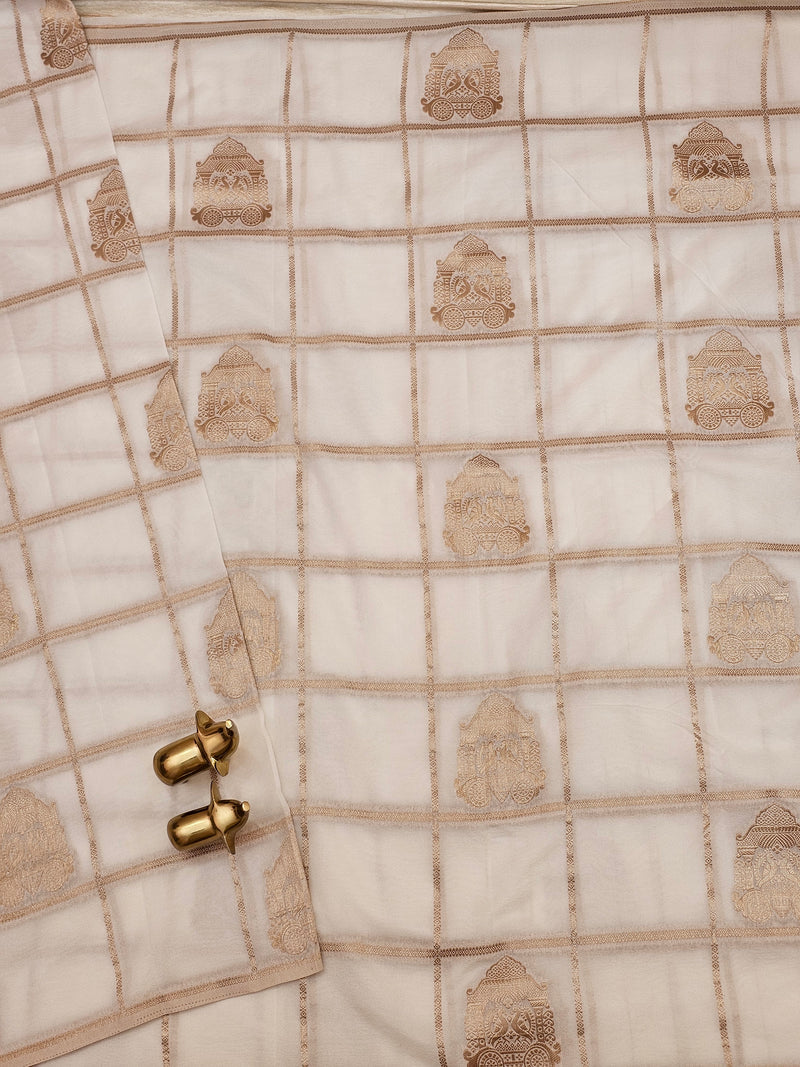 Georgette Silk Saree - White