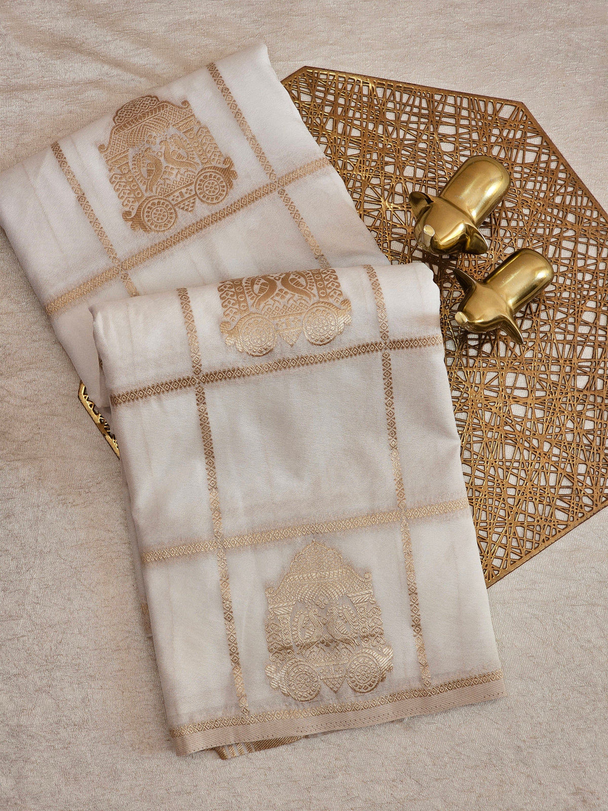 Georgette Silk Saree - White