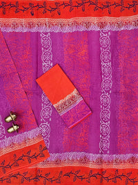 Pure Cotton with Hand Block Prints - Pink with Orange