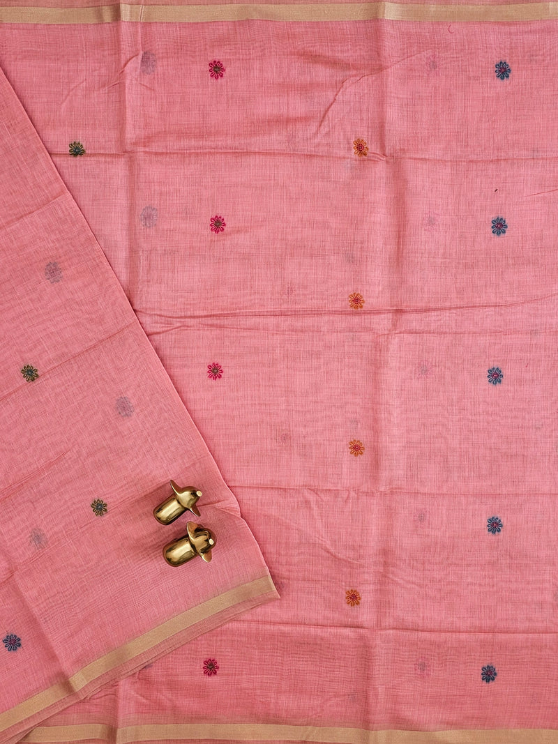 Soft Cotton with Weaving Floral Pattern  - Pink