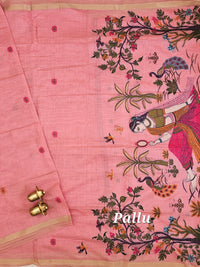 Soft Cotton with Weaving Floral Pattern  - Pink