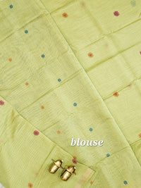 Soft Cotton with Weaving Floral Pattern  - Green
