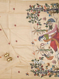 Soft Cotton with Weaving Floral Pattern  - Cream