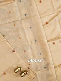 Soft Cotton with Weaving Floral Pattern  - Cream