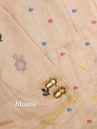 Soft Cotton with Weaving Floral Pattern  - Cream