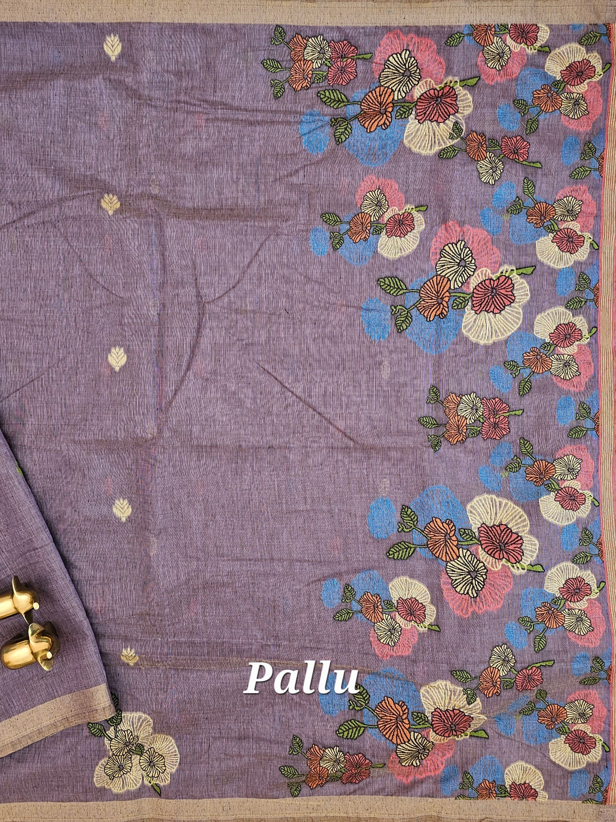 Soft Cotton with Weaving Floral Pattern  - Dark Purple