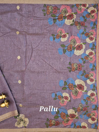 Soft Cotton with Weaving Floral Pattern  - Dark Purple