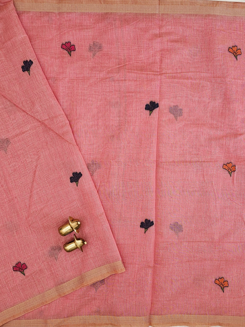 Soft Cotton with Weaving Floral Pattern  - Pink
