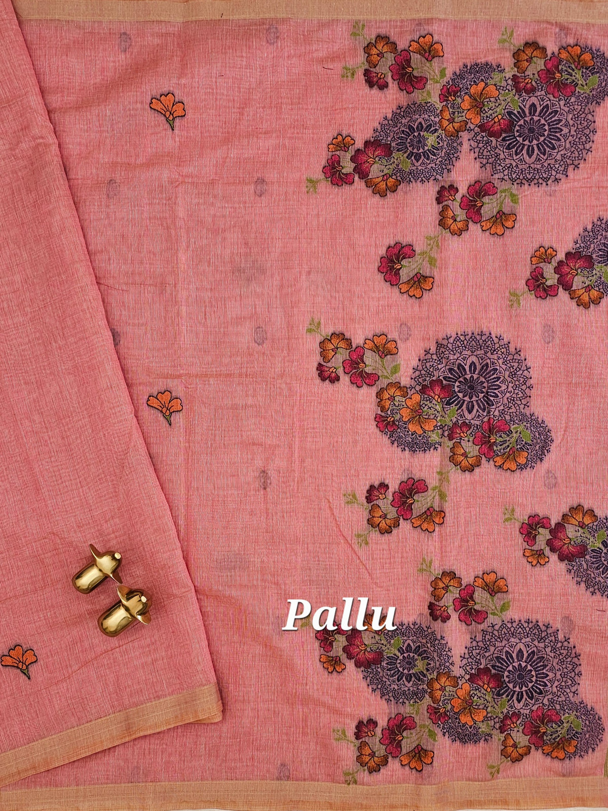 Soft Cotton with Weaving Floral Pattern  - Pink