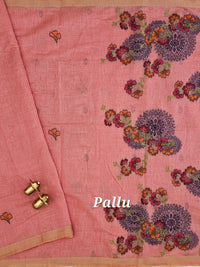 Soft Cotton with Weaving Floral Pattern  - Pink