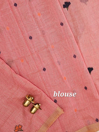 Soft Cotton with Weaving Floral Pattern  - Pink