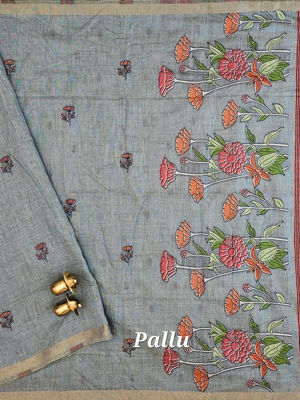 Soft Cotton with Weaving Floral Pattern  - Blue
