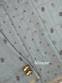 Soft Cotton with Weaving Floral Pattern  - Blue
