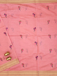 Soft Cotton with Weaving Floral Pattern  - Pink