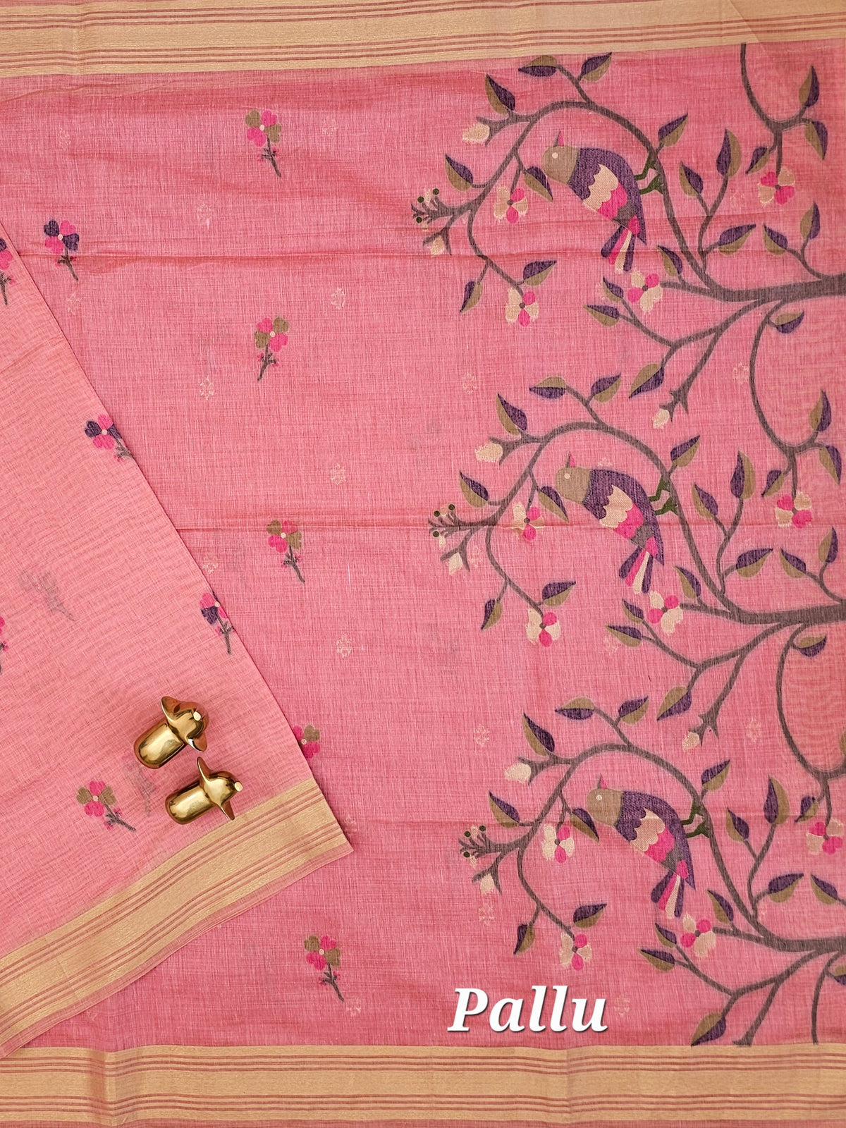 Soft Cotton with Weaving Floral Pattern  - Pink