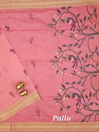 Soft Cotton with Weaving Floral Pattern  - Pink