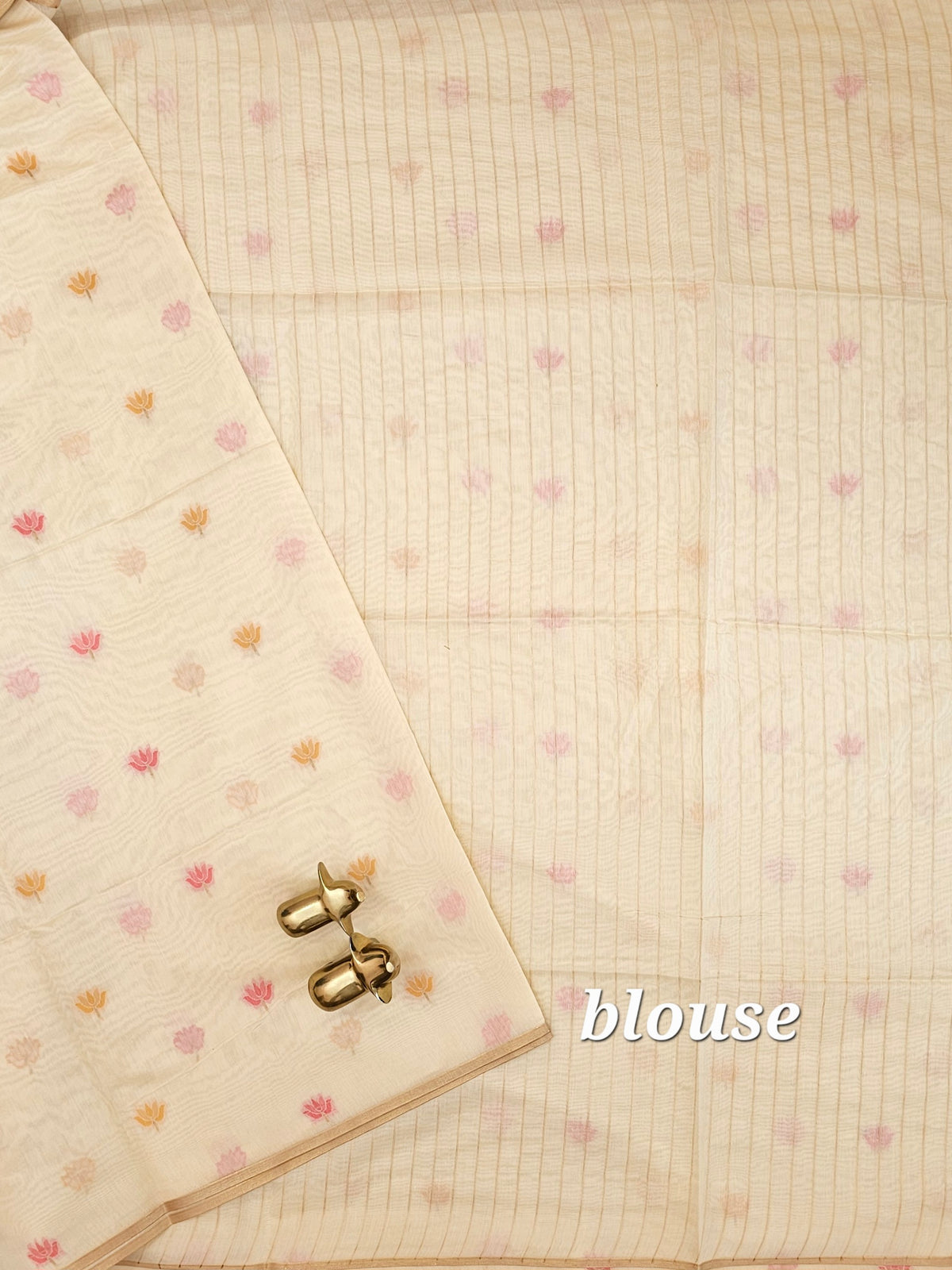 Semi Kota with Jamdani Saree - Cream