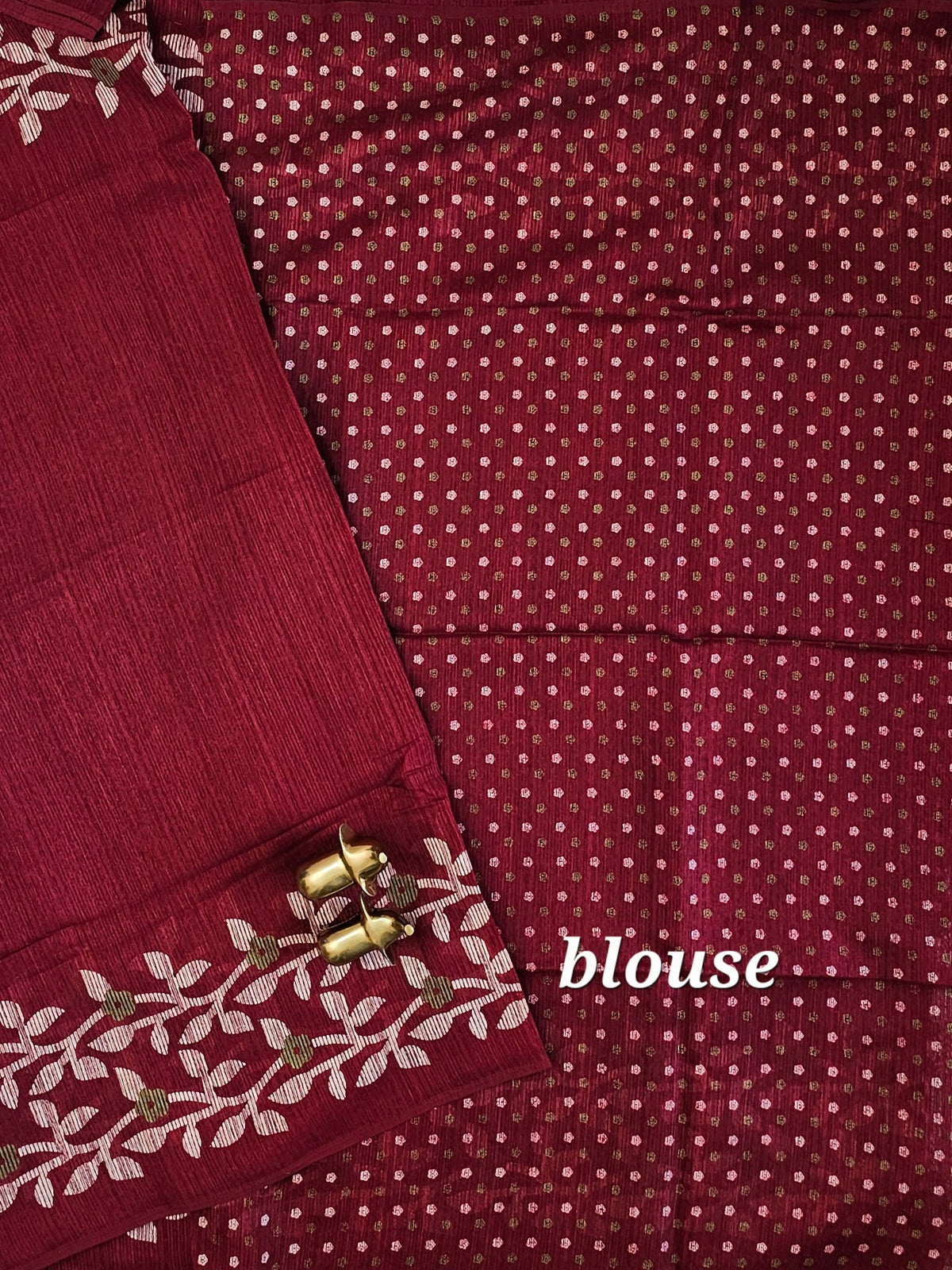 Casual Semi Tussar with Floral Border - Maroon