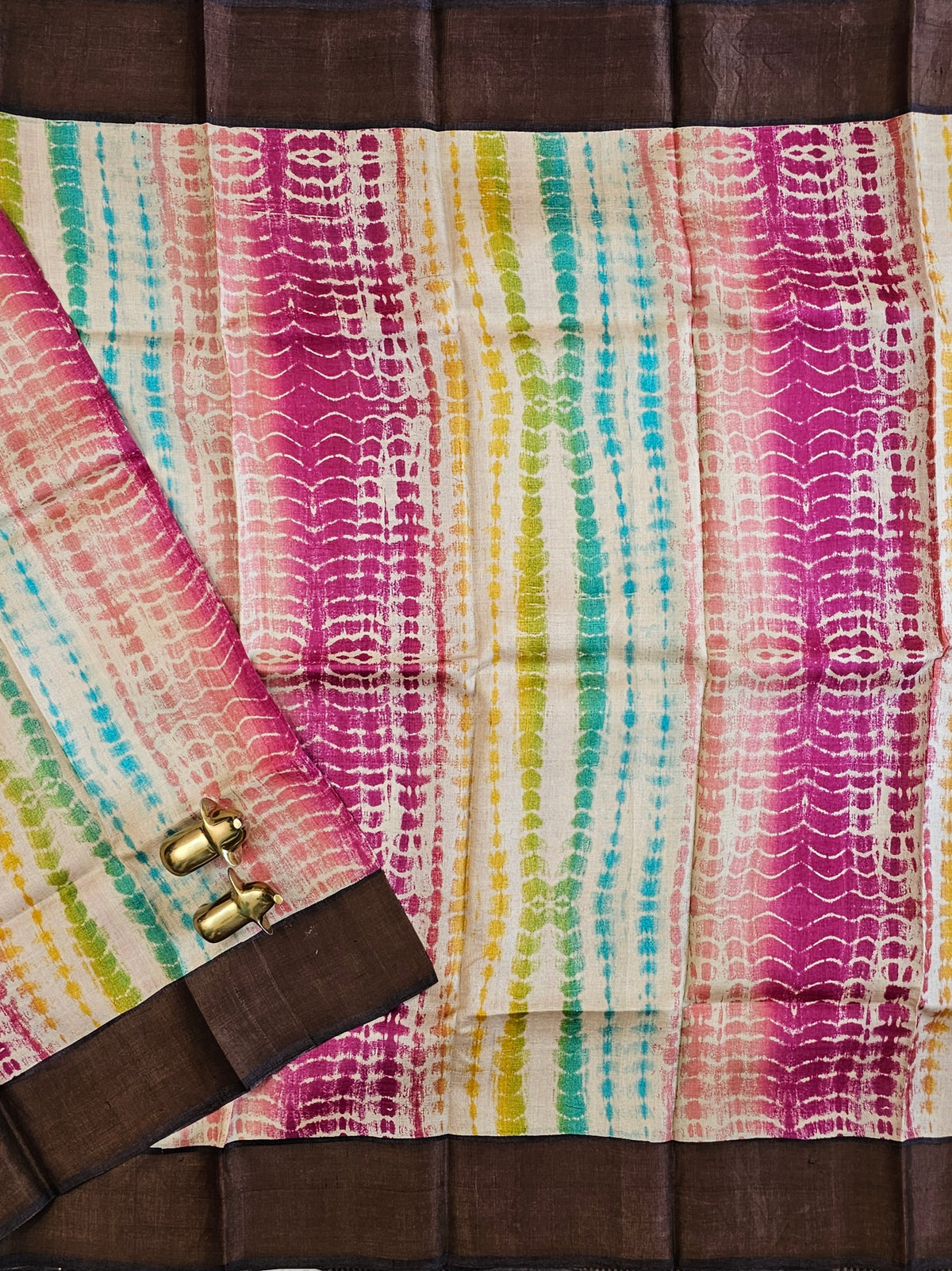 Pure Desi Tussar Silk  - Multi Shade Shibori