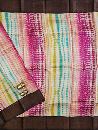 Pure Desi Tussar Silk  - Multi Shade Shibori