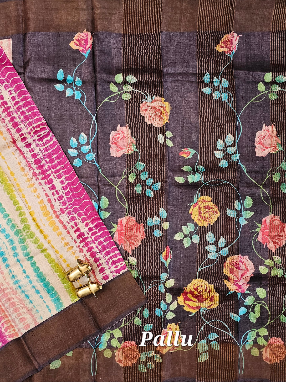 Pure Desi Tussar Silk  - Multi Shade Shibori