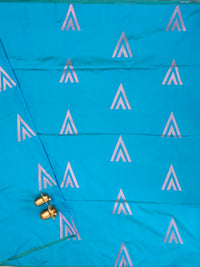 Blue with Green Dual Shade Copper Zari Woven Semi Soft Silk Saree