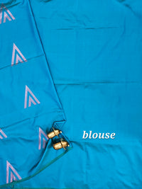 Blue with Green Dual Shade Copper Zari Woven Semi Soft Silk Saree